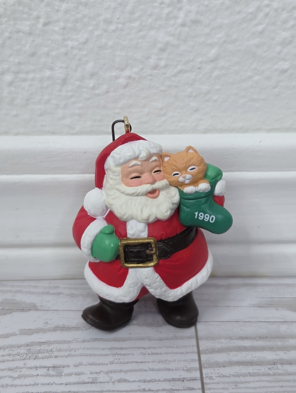 Kitty's Best Pal Santa Claus Ornament 1990 Hallmark Keepsake Ornament